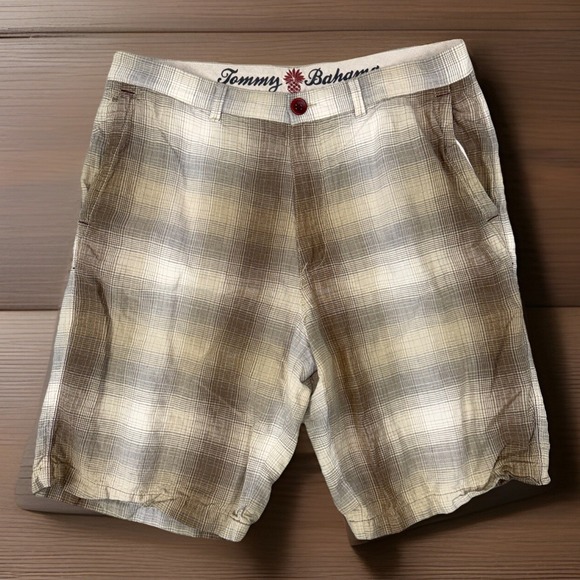 Tommy Bahama Other - Tommy Bahama Shorts Multicolor Plaid Chino Mens Size‎ 35 Linen Silk Blend